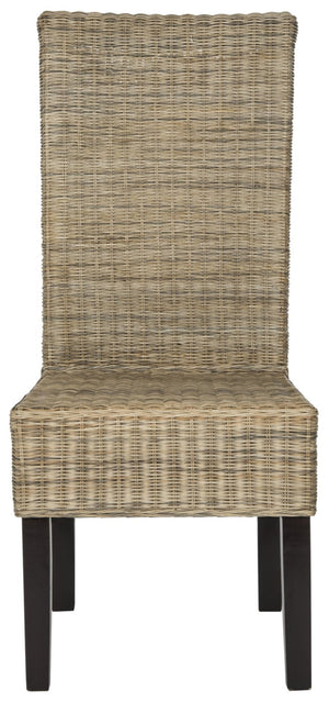 Safavieh ARJUN Wicker Dining Chairs – Artisan Crafted Comfort with Coastal Charm for Elegant Dining Spaces Grey SEA8013A-SET2