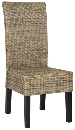 Safavieh ARJUN Wicker Dining Chairs – Artisan Crafted Comfort with Coastal Charm for Elegant Dining Spaces Grey SEA8013A-SET2