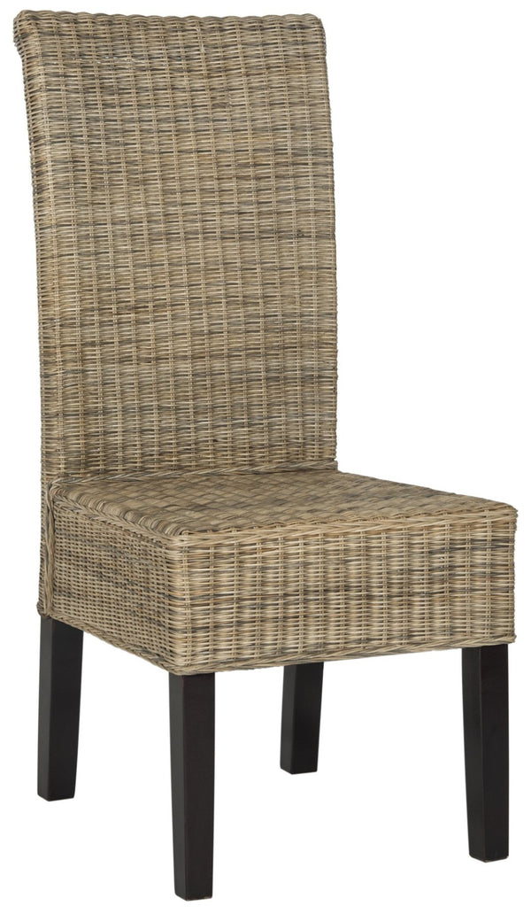 Safavieh ARJUN Wicker Dining Chairs – Artisan Crafted Comfort with Coastal Charm for Elegant Dining Spaces Grey SEA8013A-SET2
