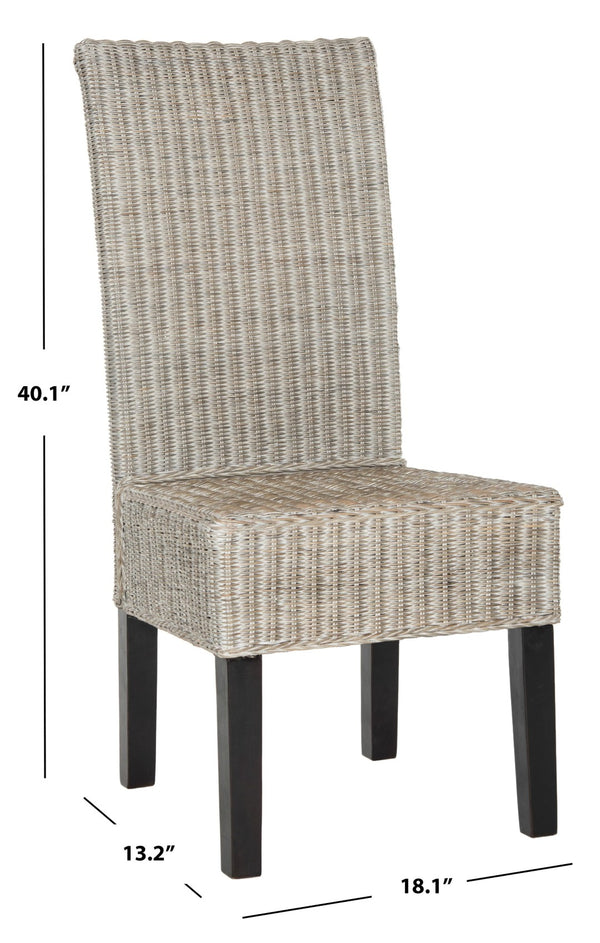 Safavieh ARJUN Wicker Dining Chairs – Artisan Crafted Comfort with Coastal Charm for Elegant Dining Spaces Antique / Grey SEA8013B-SET2