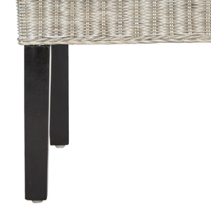 Safavieh ARJUN Wicker Dining Chairs – Artisan Crafted Comfort with Coastal Charm for Elegant Dining Spaces Antique / Grey SEA8013B-SET2