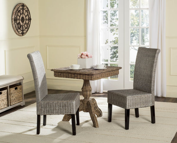 Safavieh ARJUN Wicker Dining Chairs – Artisan Crafted Comfort with Coastal Charm for Elegant Dining Spaces Antique / Grey SEA8013B-SET2