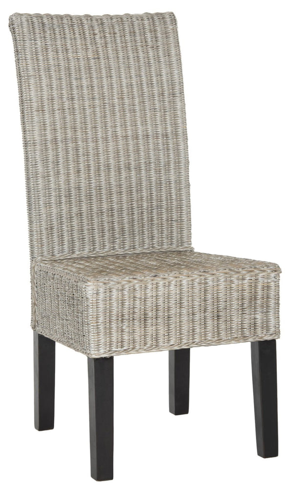 Safavieh ARJUN Wicker Dining Chairs – Artisan Crafted Comfort with Coastal Charm for Elegant Dining Spaces Antique / Grey SEA8013B-SET2