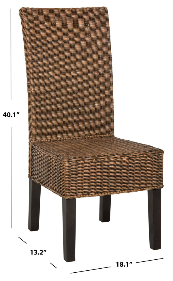 Safavieh ARJUN Wicker Dining Chairs – Artisan Crafted Comfort with Coastal Charm for Elegant Dining Spaces Brown / Multi SEA8013C-SET2