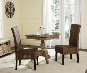 Safavieh ARJUN Wicker Dining Chairs – Artisan Crafted Comfort with Coastal Charm for Elegant Dining Spaces Brown / Multi SEA8013C-SET2