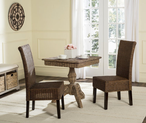 Safavieh ARJUN Wicker Dining Chairs – Artisan Crafted Comfort with Coastal Charm for Elegant Dining Spaces Brown / Multi SEA8013C-SET2