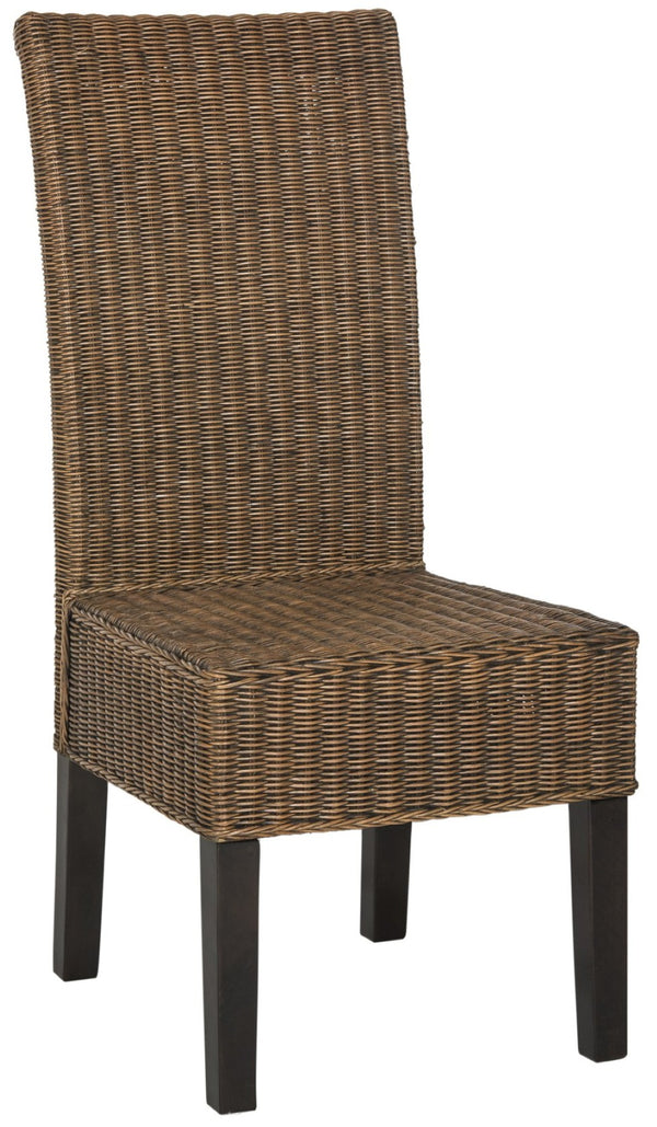 Safavieh ARJUN Wicker Dining Chairs – Artisan Crafted Comfort with Coastal Charm for Elegant Dining Spaces Brown / Multi SEA8013C-SET2