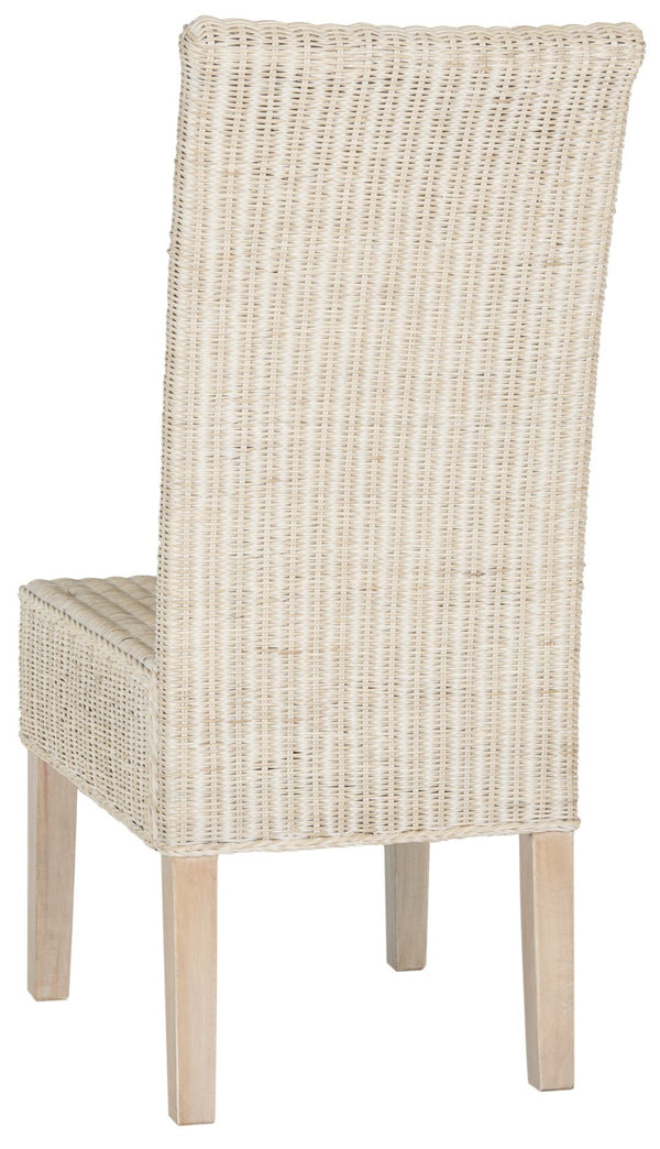Safavieh ARJUN Wicker Dining Chairs – Artisan Crafted Comfort with Coastal Charm for Elegant Dining Spaces White Washed SEA8013D-SET2
