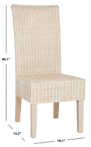 Safavieh ARJUN Wicker Dining Chairs – Artisan Crafted Comfort with Coastal Charm for Elegant Dining Spaces White Washed SEA8013D-SET2