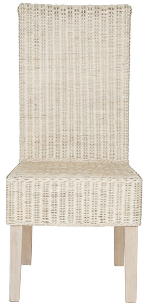 Safavieh ARJUN Wicker Dining Chairs – Artisan Crafted Comfort with Coastal Charm for Elegant Dining Spaces White Washed SEA8013D-SET2