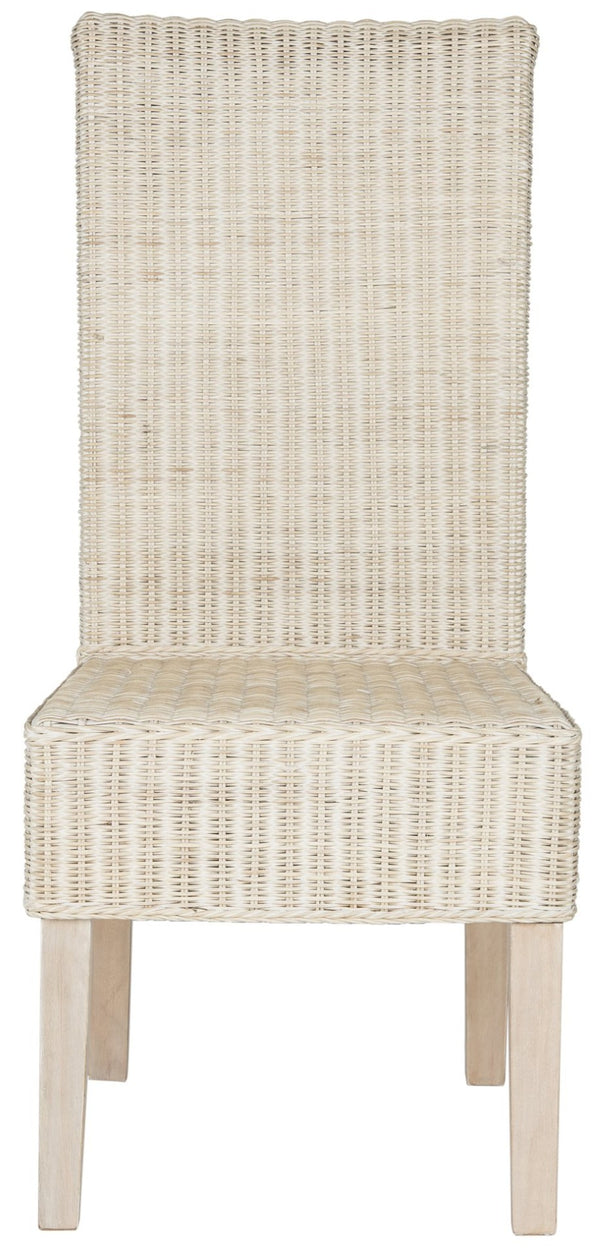 Safavieh ARJUN Wicker Dining Chairs – Artisan Crafted Comfort with Coastal Charm for Elegant Dining Spaces White Washed SEA8013D-SET2