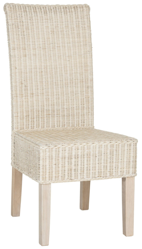 Safavieh ARJUN Wicker Dining Chairs – Artisan Crafted Comfort with Coastal Charm for Elegant Dining Spaces White Washed SEA8013D-SET2