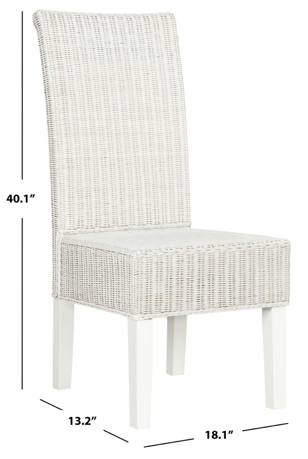 Safavieh ARJUN Wicker Dining Chairs – Artisan Crafted Comfort with Coastal Charm for Elegant Dining Spaces White SEA8013E-SET2