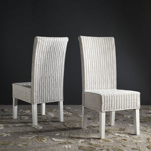 Safavieh ARJUN Wicker Dining Chairs – Artisan Crafted Comfort with Coastal Charm for Elegant Dining Spaces White SEA8013E-SET2