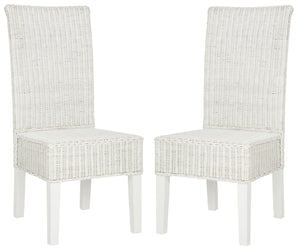 Safavieh ARJUN Wicker Dining Chairs – Artisan Crafted Comfort with Coastal Charm for Elegant Dining Spaces White SEA8013E-SET2