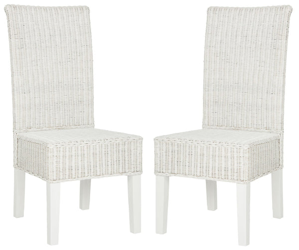 Safavieh ARJUN Wicker Dining Chairs – Artisan Crafted Comfort with Coastal Charm for Elegant Dining Spaces White SEA8013E-SET2