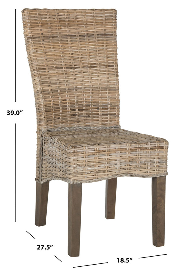 Safavieh OZIAS Dining Chairs - Handcrafted Southeast Asian Design for Stylish and Comfortable Dining Spaces Grey SEA8014A-SET2