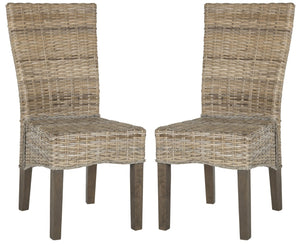 Safavieh OZIAS Dining Chairs - Handcrafted Southeast Asian Design for Stylish and Comfortable Dining Spaces Grey SEA8014A-SET2