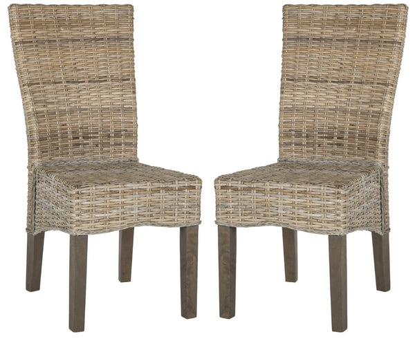 Safavieh OZIAS Dining Chairs - Handcrafted Southeast Asian Design for Stylish and Comfortable Dining Spaces Grey SEA8014A-SET2
