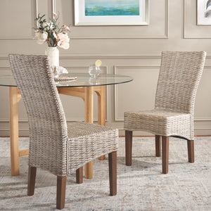 Safavieh OZIAS Dining Chairs - Handcrafted Southeast Asian Design for Stylish and Comfortable Dining Spaces White Washed SEA8014B-SET2