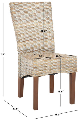 Safavieh OZIAS Dining Chairs - Handcrafted Southeast Asian Design for Stylish and Comfortable Dining Spaces White Washed SEA8014B-SET2