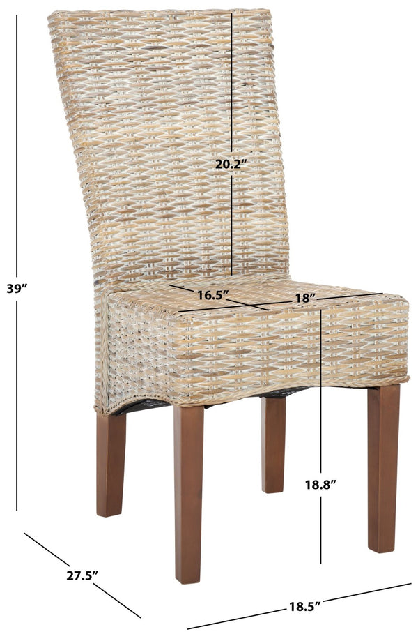 Safavieh OZIAS Dining Chairs - Handcrafted Southeast Asian Design for Stylish and Comfortable Dining Spaces White Washed SEA8014B-SET2