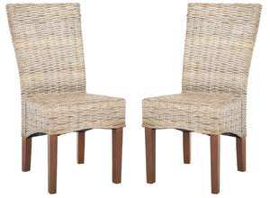 Safavieh OZIAS Dining Chairs - Handcrafted Southeast Asian Design for Stylish and Comfortable Dining Spaces White Washed SEA8014B-SET2