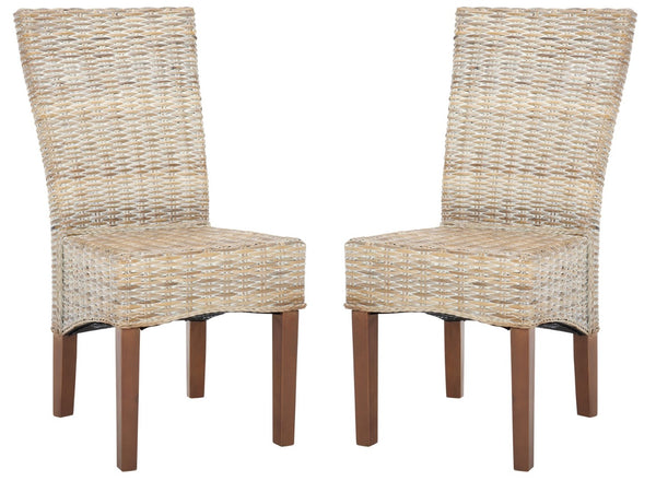 Safavieh OZIAS Dining Chairs - Handcrafted Southeast Asian Design for Stylish and Comfortable Dining Spaces White Washed SEA8014B-SET2