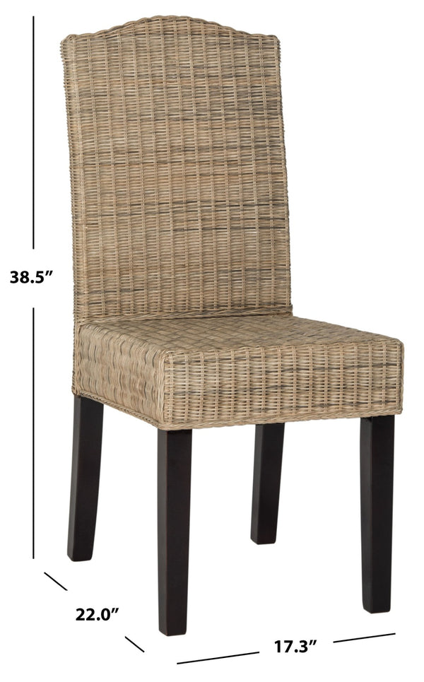 Safavieh ODETTE Wicker Dining Chairs - Coastal Charm with Handcrafted Elegance for Your Dining Space Grey SEA8015A-SET2