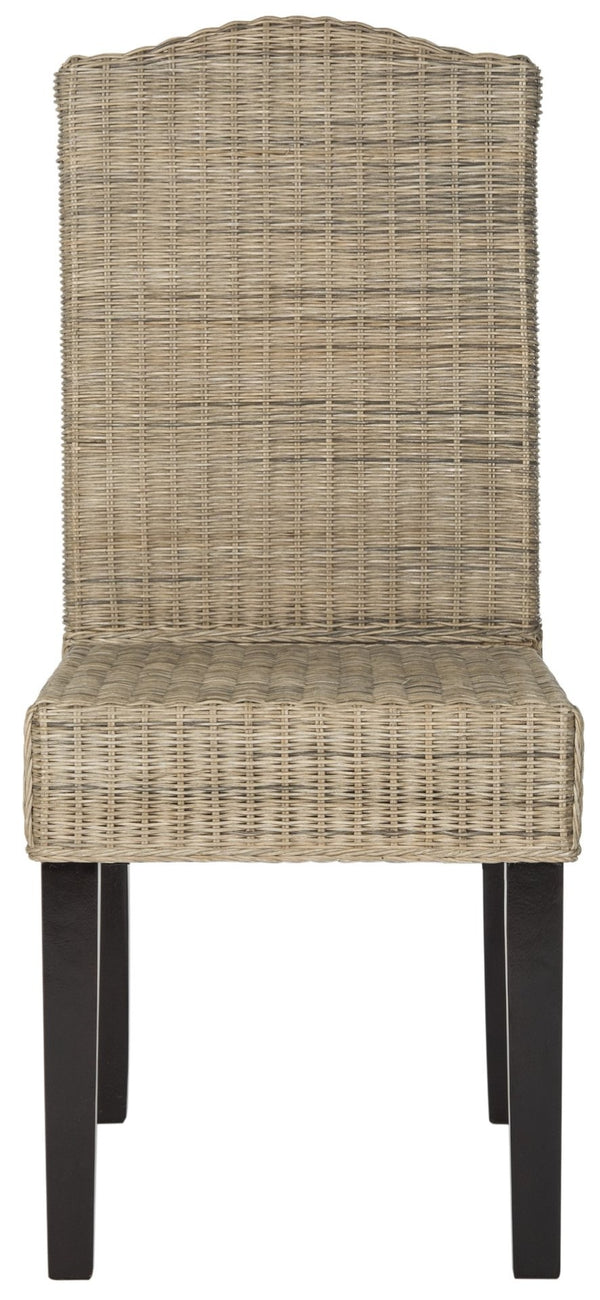 Safavieh ODETTE Wicker Dining Chairs - Coastal Charm with Handcrafted Elegance for Your Dining Space Grey SEA8015A-SET2