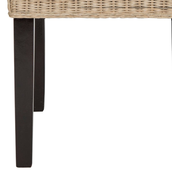 Safavieh ODETTE Wicker Dining Chairs - Coastal Charm with Handcrafted Elegance for Your Dining Space Grey SEA8015A-SET2