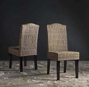 Safavieh ODETTE Wicker Dining Chairs - Coastal Charm with Handcrafted Elegance for Your Dining Space Grey SEA8015A-SET2