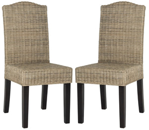 Safavieh ODETTE Wicker Dining Chairs - Coastal Charm with Handcrafted Elegance for Your Dining Space Grey SEA8015A-SET2