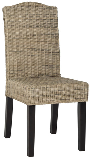 Safavieh ODETTE Wicker Dining Chairs - Coastal Charm with Handcrafted Elegance for Your Dining Space Grey SEA8015A-SET2