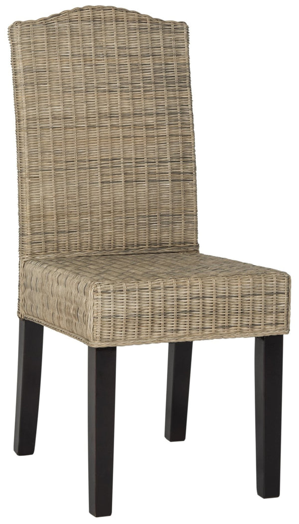 Safavieh ODETTE Wicker Dining Chairs - Coastal Charm with Handcrafted Elegance for Your Dining Space Grey SEA8015A-SET2