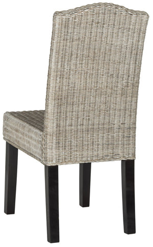 Safavieh ODETTE Wicker Dining Chairs - Coastal Charm with Handcrafted Elegance for Your Dining Space Antique / Grey SEA8015B-SET2