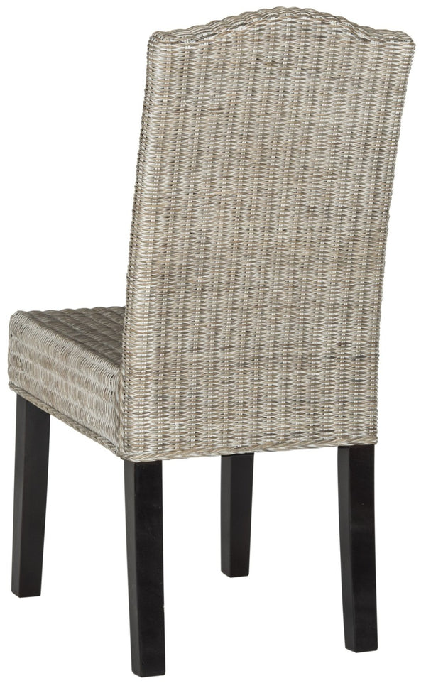 Safavieh ODETTE Wicker Dining Chairs - Coastal Charm with Handcrafted Elegance for Your Dining Space Antique / Grey SEA8015B-SET2