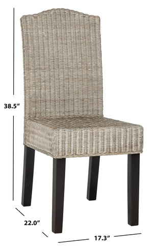 Safavieh ODETTE Wicker Dining Chairs - Coastal Charm with Handcrafted Elegance for Your Dining Space Antique / Grey SEA8015B-SET2