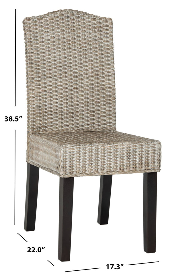 Safavieh ODETTE Wicker Dining Chairs - Coastal Charm with Handcrafted Elegance for Your Dining Space Antique / Grey SEA8015B-SET2