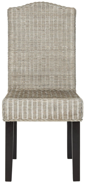 Safavieh ODETTE Wicker Dining Chairs - Coastal Charm with Handcrafted Elegance for Your Dining Space Antique / Grey SEA8015B-SET2
