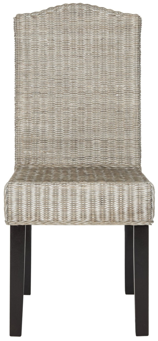 Safavieh ODETTE Wicker Dining Chairs - Coastal Charm with Handcrafted Elegance for Your Dining Space Antique / Grey SEA8015B-SET2