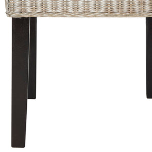 Safavieh ODETTE Wicker Dining Chairs - Coastal Charm with Handcrafted Elegance for Your Dining Space Antique / Grey SEA8015B-SET2