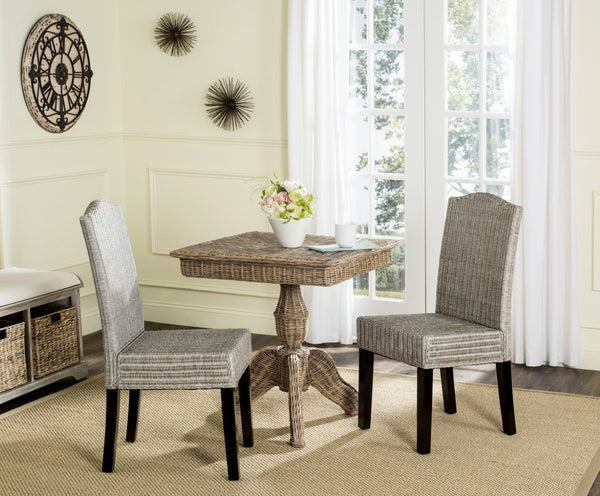 Safavieh ODETTE Wicker Dining Chairs - Coastal Charm with Handcrafted Elegance for Your Dining Space Antique / Grey SEA8015B-SET2