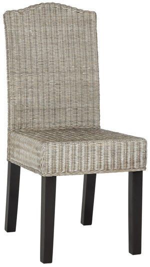 Safavieh ODETTE Wicker Dining Chairs - Coastal Charm with Handcrafted Elegance for Your Dining Space Antique / Grey SEA8015B-SET2