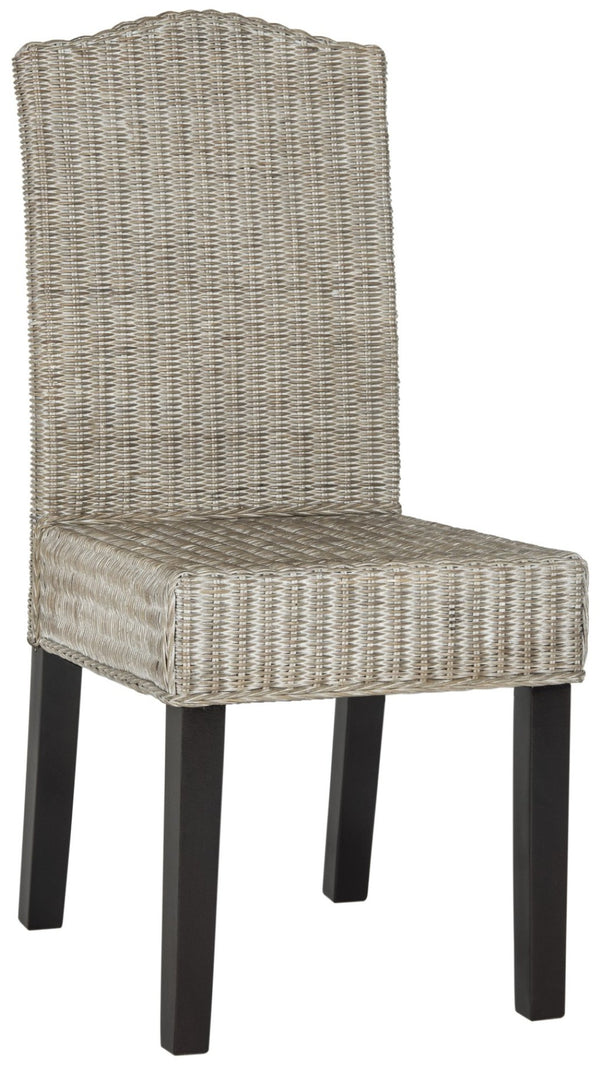 Safavieh ODETTE Wicker Dining Chairs - Coastal Charm with Handcrafted Elegance for Your Dining Space Antique / Grey SEA8015B-SET2