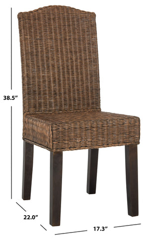 Safavieh ODETTE Wicker Dining Chairs - Coastal Charm with Handcrafted Elegance for Your Dining Space Brown / Multi SEA8015C-SET2