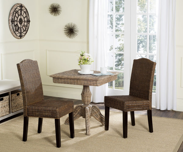 Safavieh ODETTE Wicker Dining Chairs - Coastal Charm with Handcrafted Elegance for Your Dining Space Brown / Multi SEA8015C-SET2