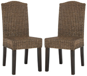 Safavieh ODETTE Wicker Dining Chairs - Coastal Charm with Handcrafted Elegance for Your Dining Space Brown / Multi SEA8015C-SET2