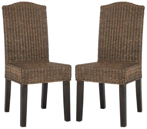 Safavieh ODETTE Wicker Dining Chairs - Coastal Charm with Handcrafted Elegance for Your Dining Space Brown / Multi SEA8015C-SET2