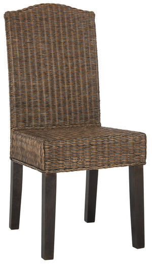 Safavieh ODETTE Wicker Dining Chairs - Coastal Charm with Handcrafted Elegance for Your Dining Space Brown / Multi SEA8015C-SET2